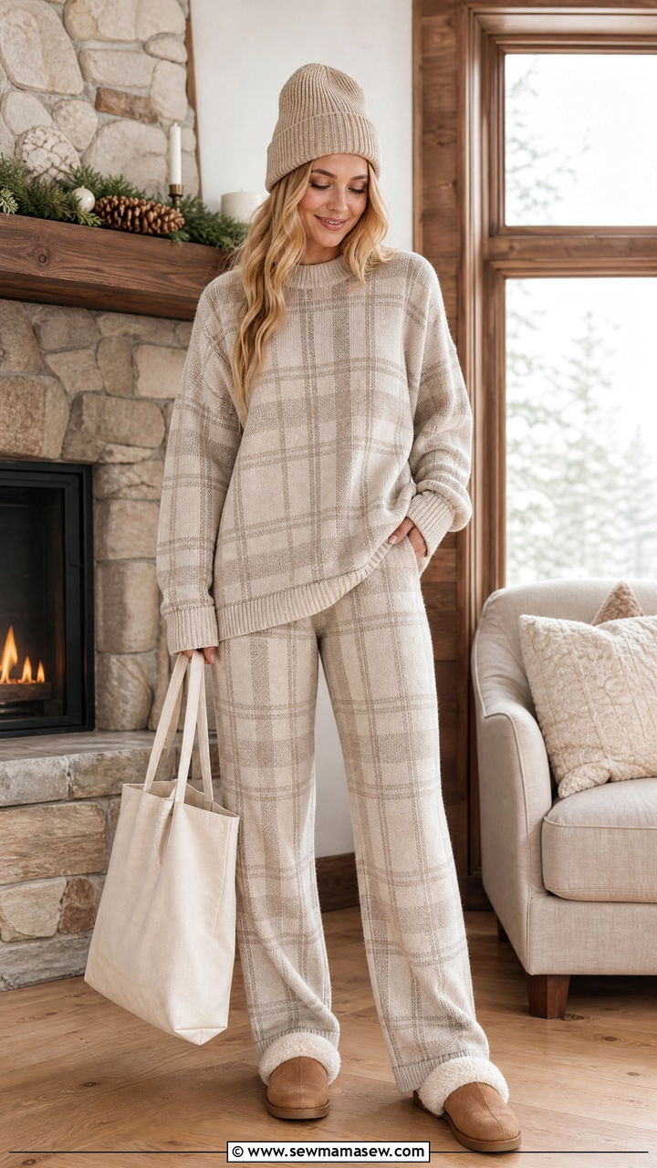 Plaid Knit Sweater And Pants Set - 25 Matching set outfit ideas plaid