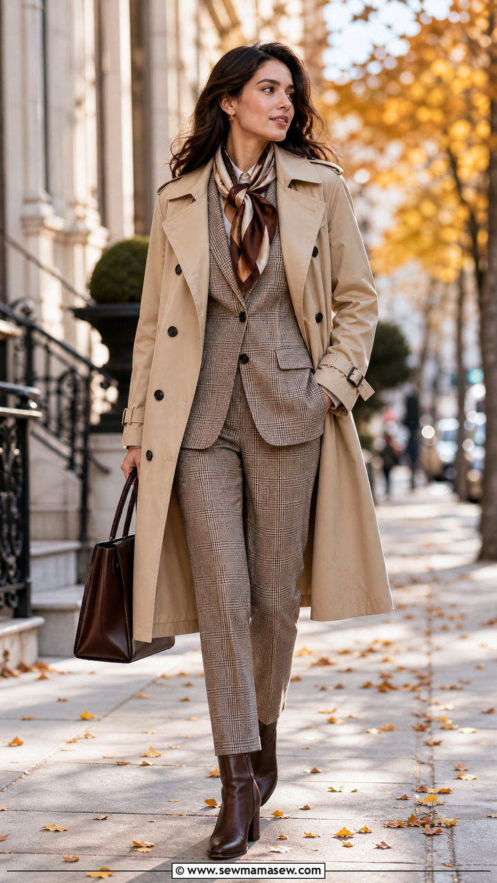Plaid Matching Set With Trench Coat - 25 Matching set outfit ideas plaid