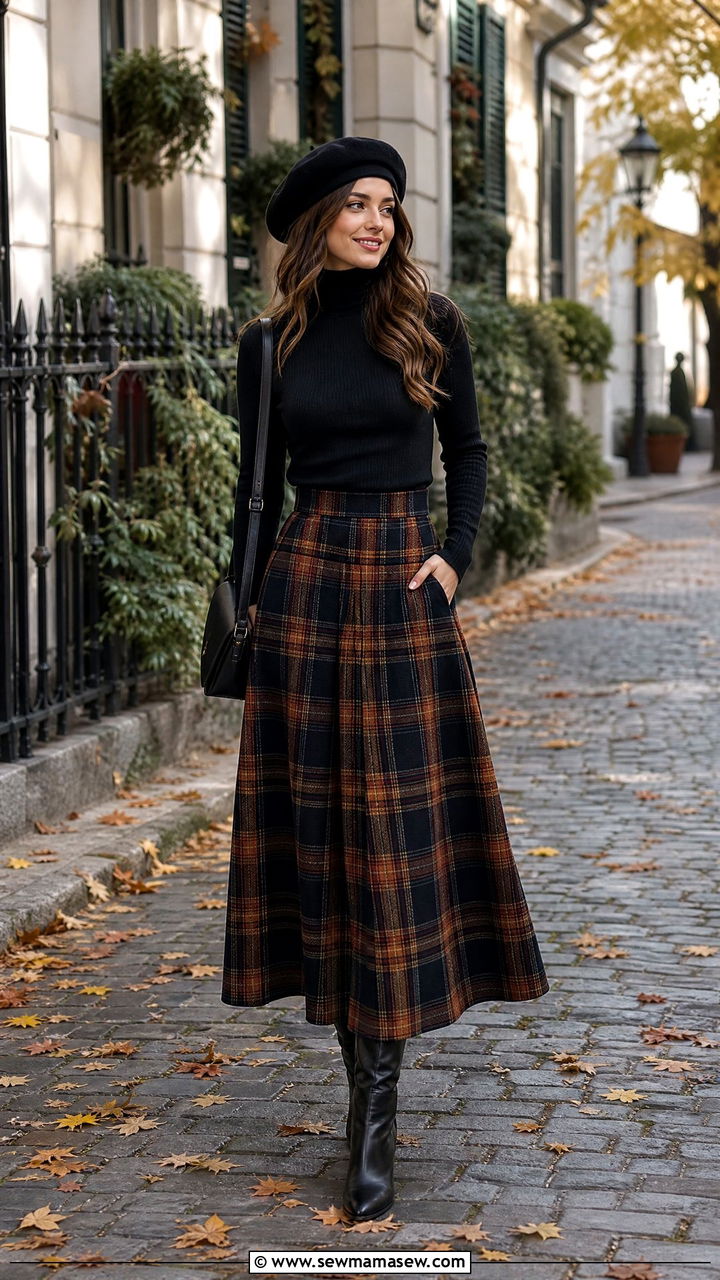 Plaid Maxi Skirt Outfit - 35 maxi skirt outfit ideas for women