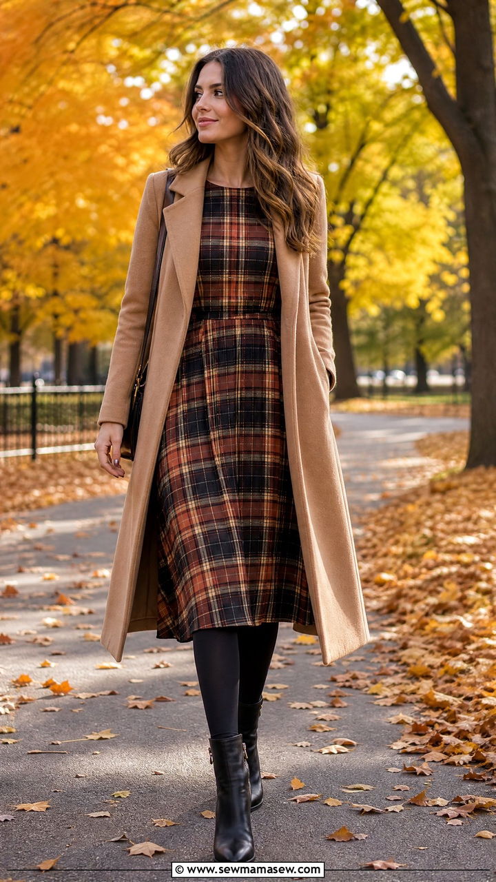 Plaid Midi Dress Outfit For Fall - 25 chic midi dress outfit ideas