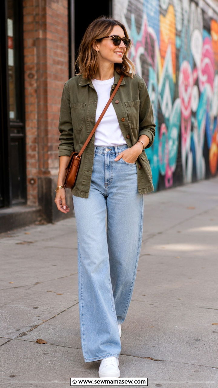 Plaid Midi Dress with a Denim Jacket and Ankle Booties Outfit - 30 Business casual outfits for Fridays