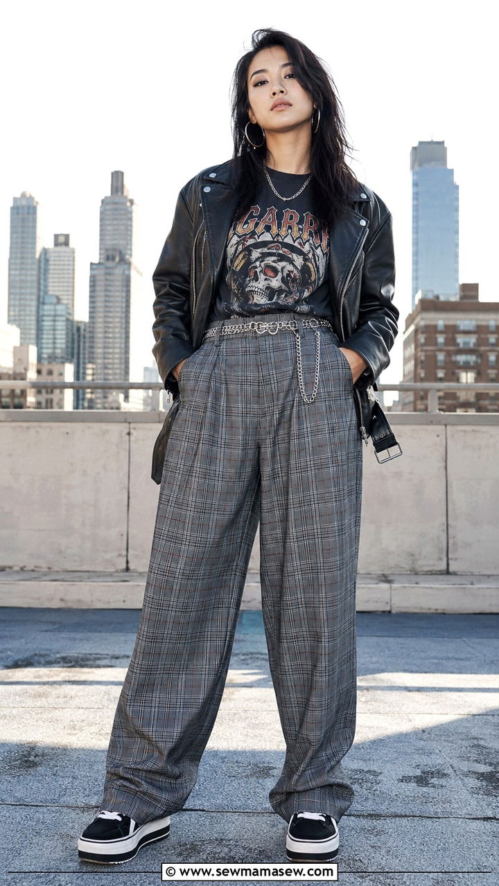 Plaid Pants and Graphic Tee Outfit - 30 casual streetwear outfits