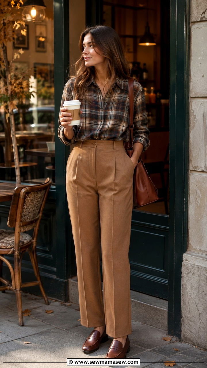 Plaid Pinafore Dress with Turtleneck and Ballet Flats - 25 Old money outfit ideas with plaid