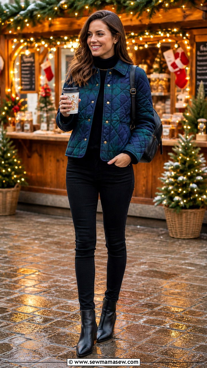 Plaid Quilted Coat Outfit - 40 Quilted coat outfit ideas