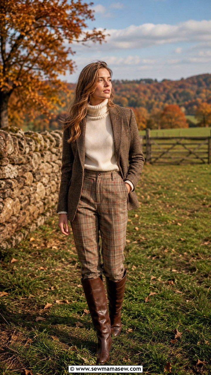 Plaid Trouser Fall Look - 30 trouser outfit ideas for women