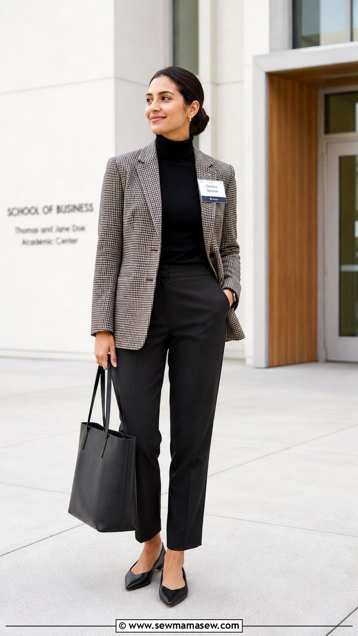 Plaid blazer with dress pants outfit - 30 Preppy college outfit ideas