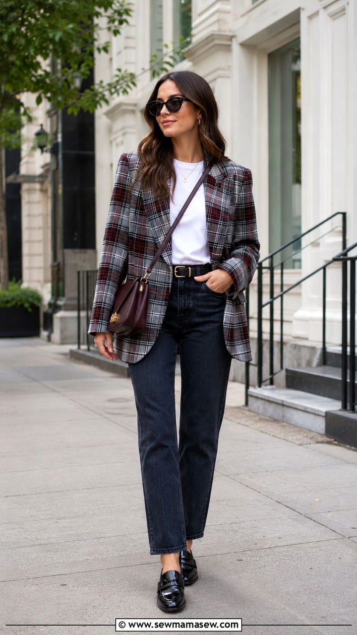 Plaid blazer with jeans outfit - 30 jacket outfits 2026