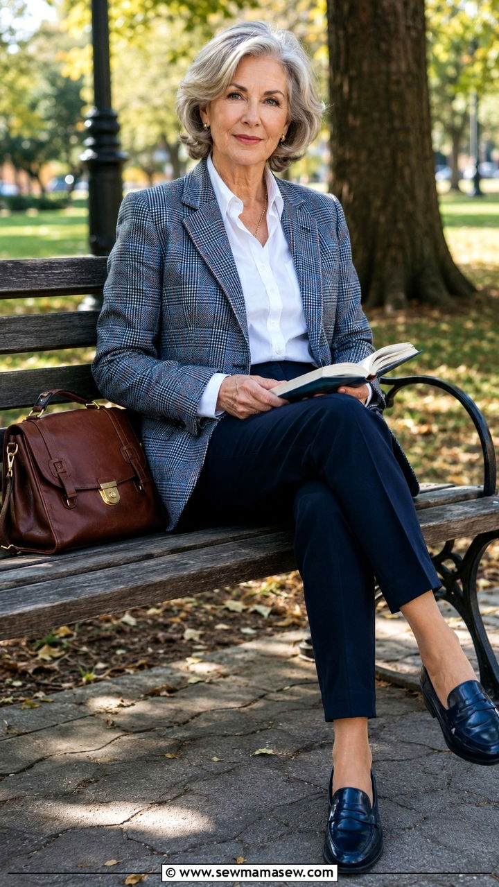 Plaid blazer with solid trousers - 20 How to style a blazer over 60