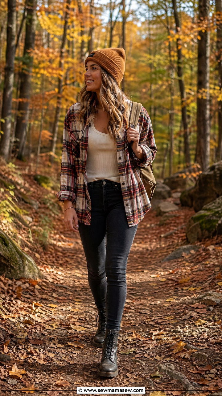Plaid flannel and jeans for fall family reunion - 35 Family reunion outfit ideas