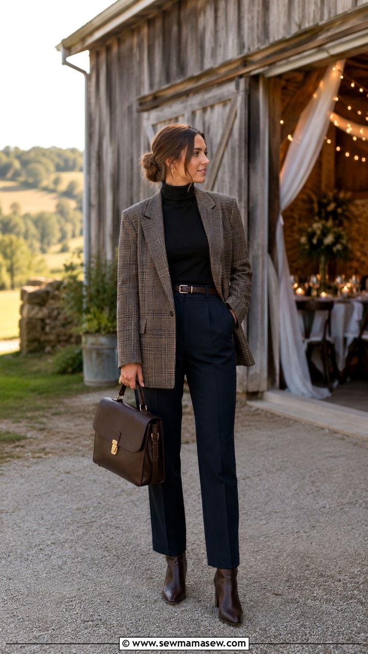 Plaid oversized blazer fall wedding outfit - 30 Oversized blazer outfit ideas for a wedding