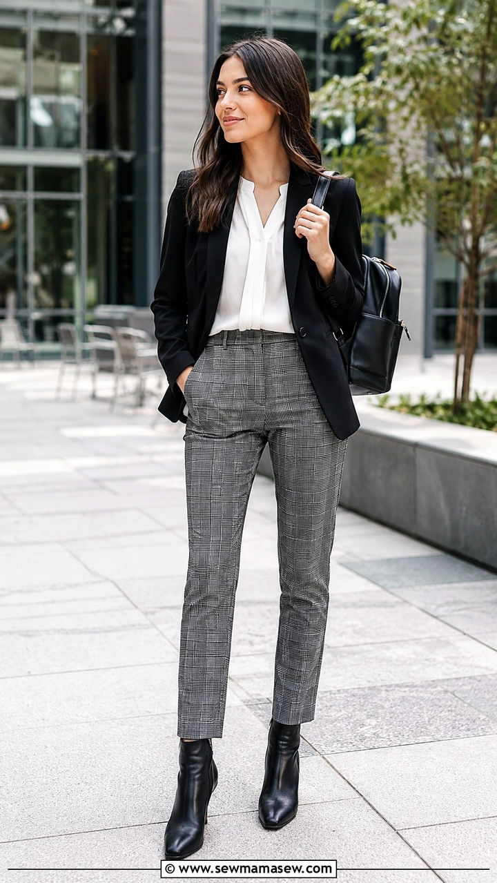 Plaid trousers with a solid blazer - 30 Law school student outfit ideas