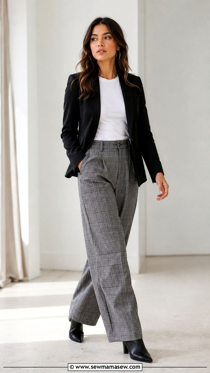 Plaid trousers with a solid blazer - 25 Presentation outfit ideas