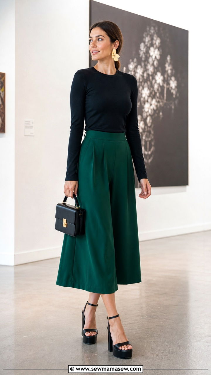 Platform Sandals With Culottes - 40 Platform sandal outfit ideas