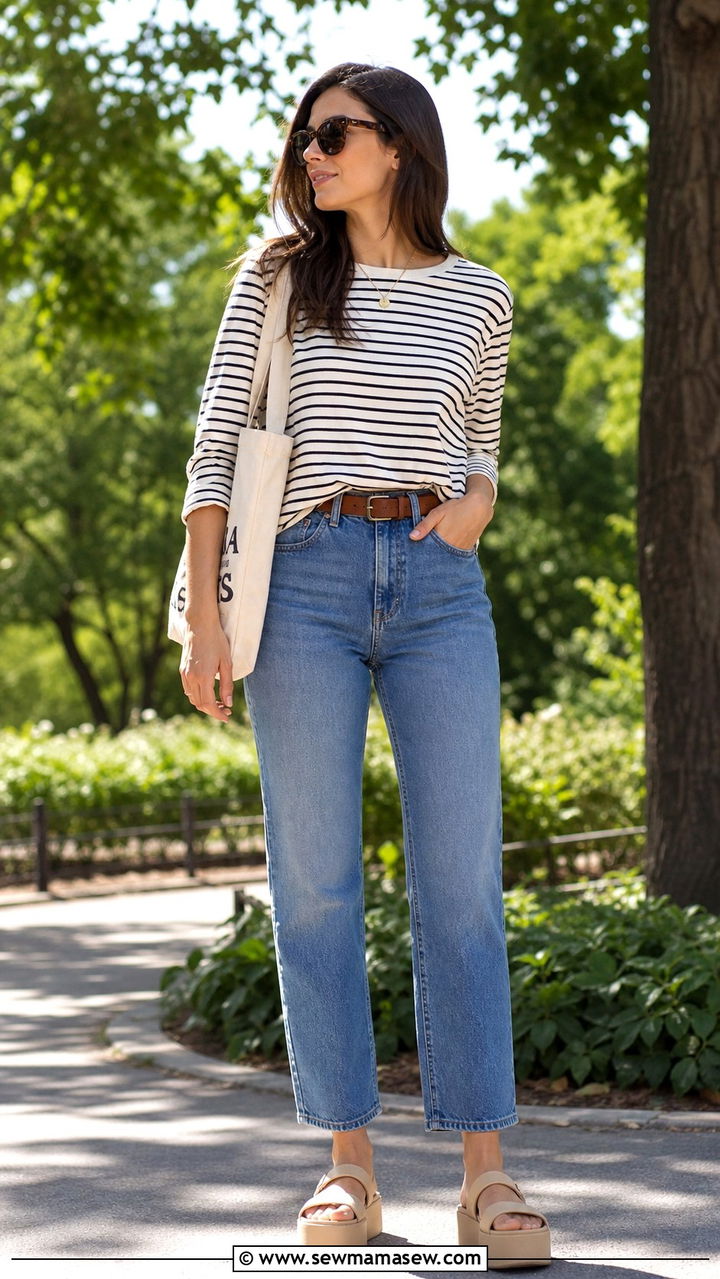Platform Sandals With Straight Leg Jeans - 40 Platform sandal outfit ideas