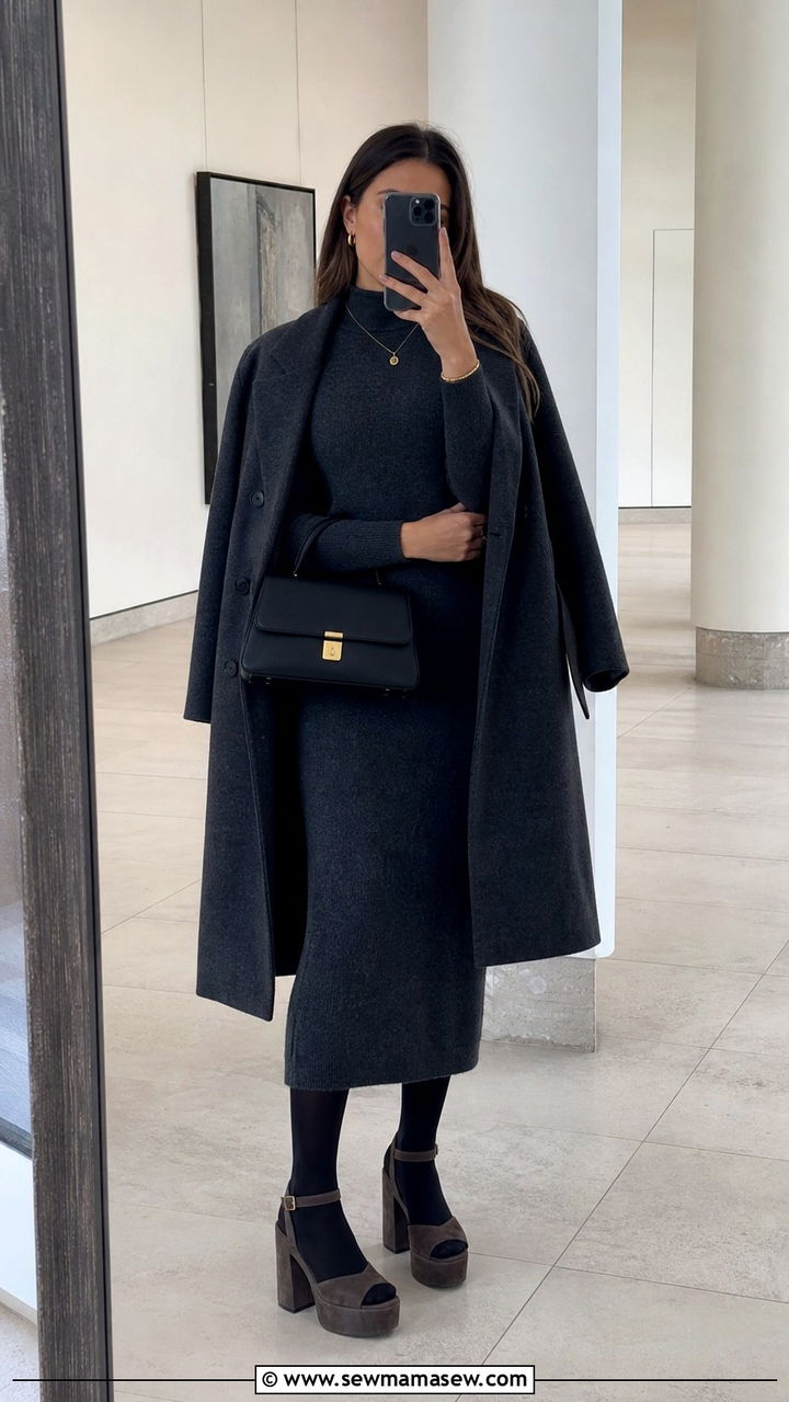 Platform Sandals With Sweater Dress - 40 Platform sandal outfit ideas