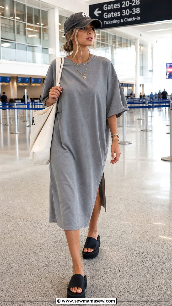 Platform Sandals With T Shirt Dress - 40 Platform sandal outfit ideas