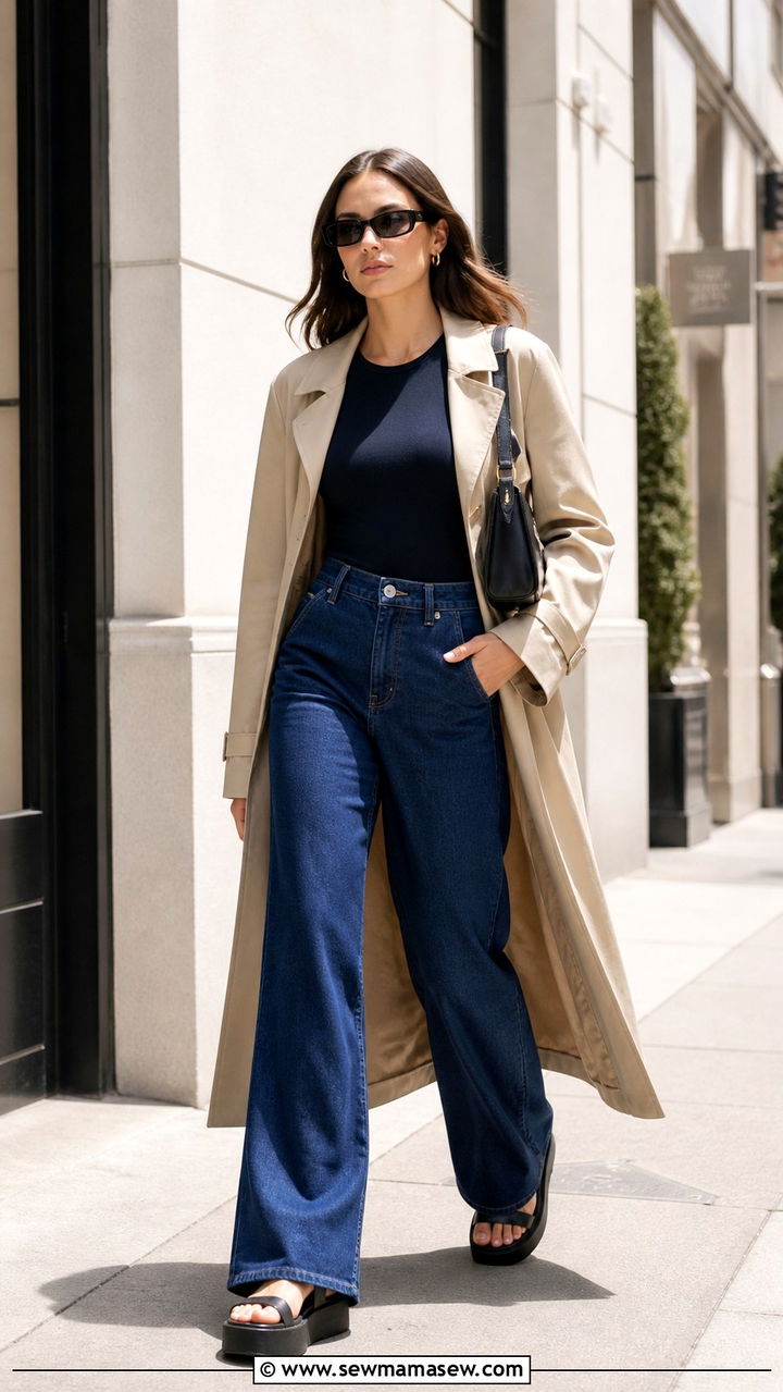 Platform Sandals With Wide Leg Jeans - 40 Platform sandal outfit ideas