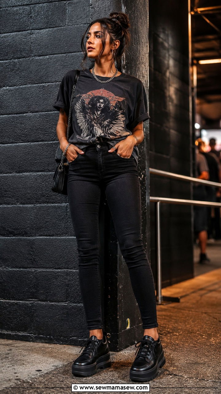 Platform sneakers with a graphic tee - 30 How to style platform sneakers