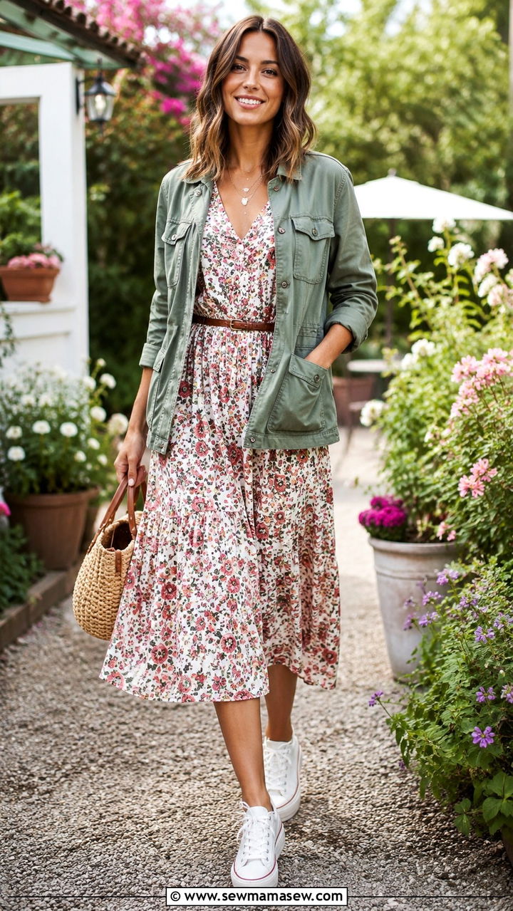Platform sneakers with floral dress outfit - 30 How to style platform sneakers