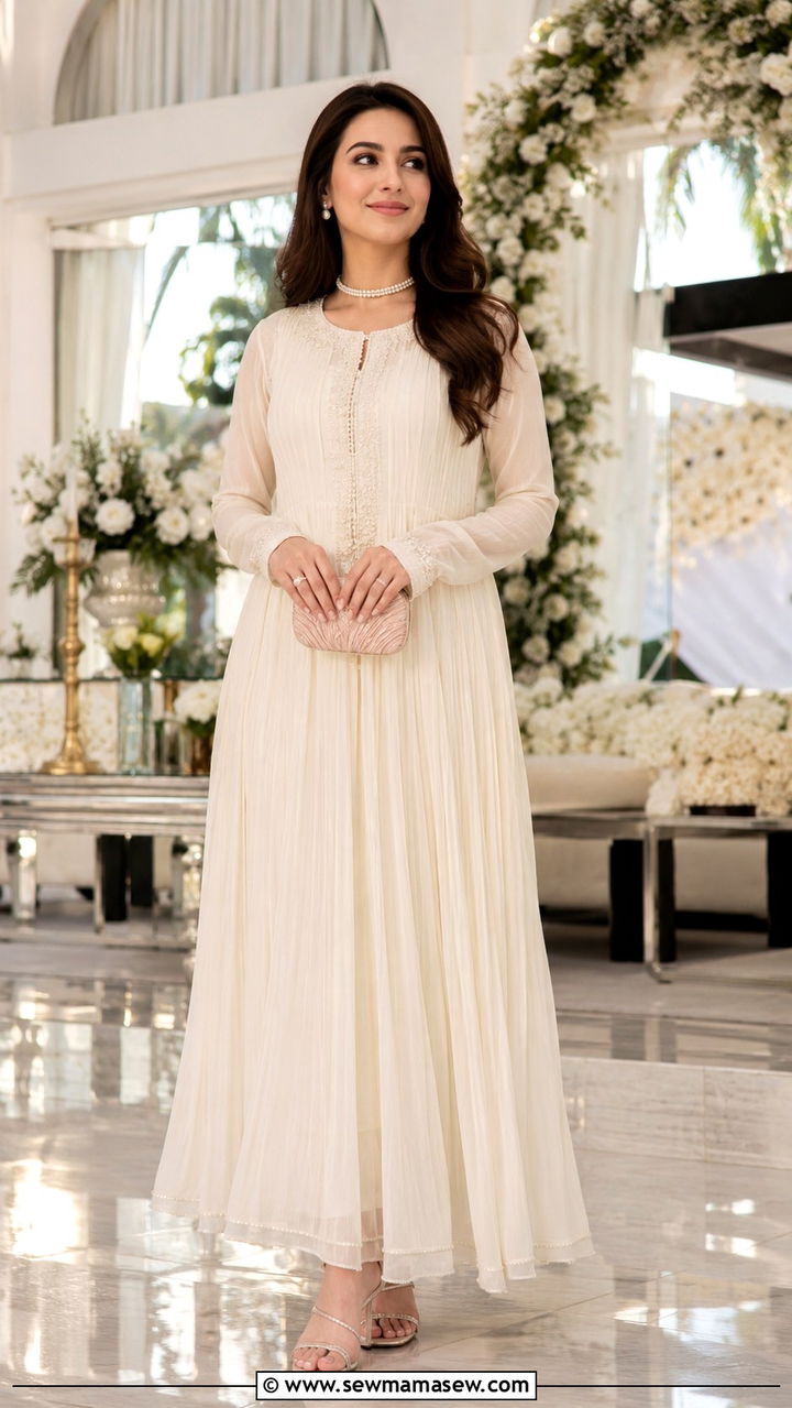 Pleated Chiffon Maxi for Nikkah Ceremony - 25 Wedding guest outfit ideas Nikkah ceremony