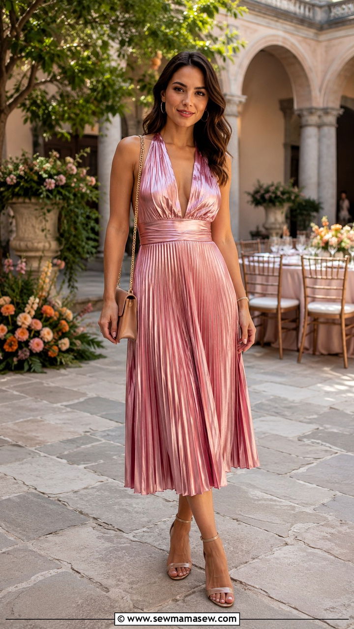 Pleated Midi Dress Mexican Wedding Guest - 25 Wedding guest outfit ideas Mexican wedding