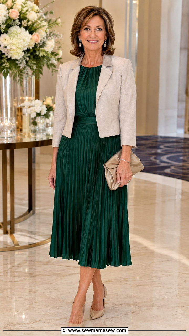 Pleated Midi Dress Outfit for Women Over 50 - 30 Dress outfit ideas for women over 50