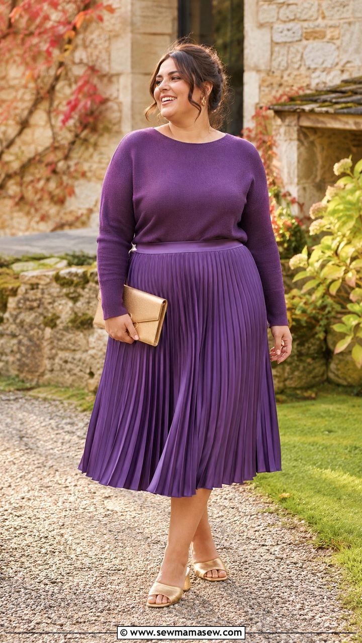 Pleated Midi Skirt And Top Wedding Guest Size 16 - 25 Wedding guest outfit ideas size 16