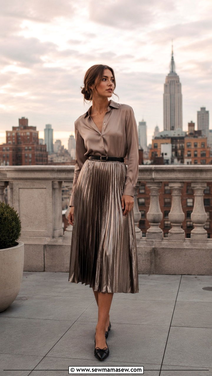 Pleated Midi Skirt Outfit For Skinny Legs - 25 Outfit ideas for skinny legs