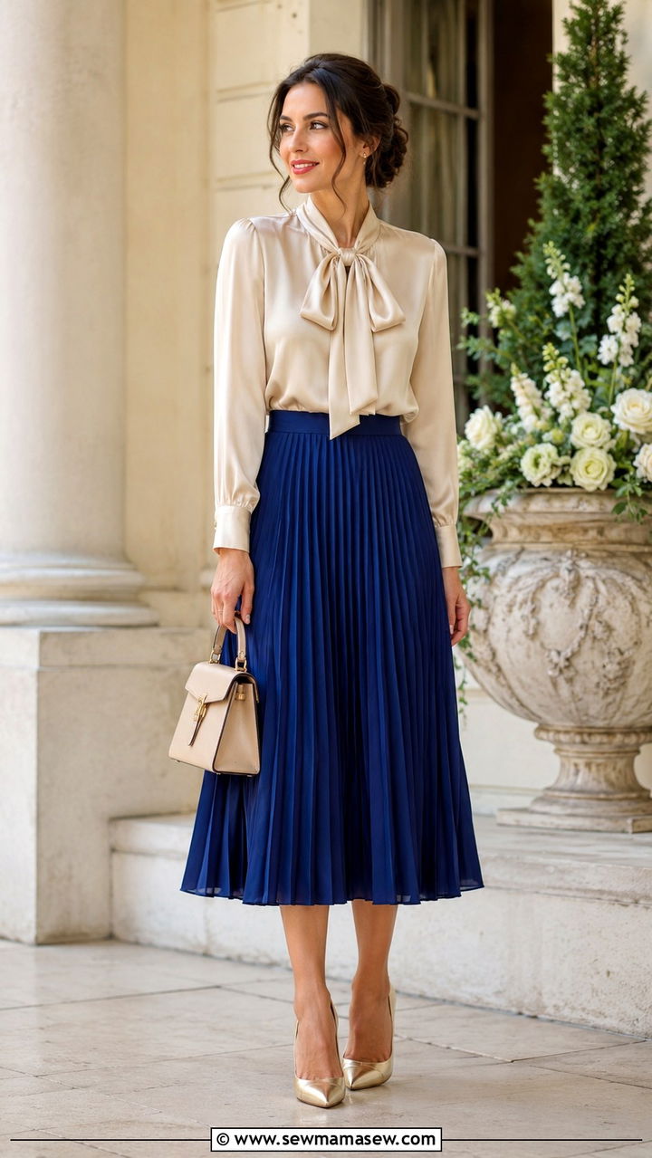 Pleated Midi Skirt Wedding Guest Outfit - 25 Wedding guest skirt outfit ideas