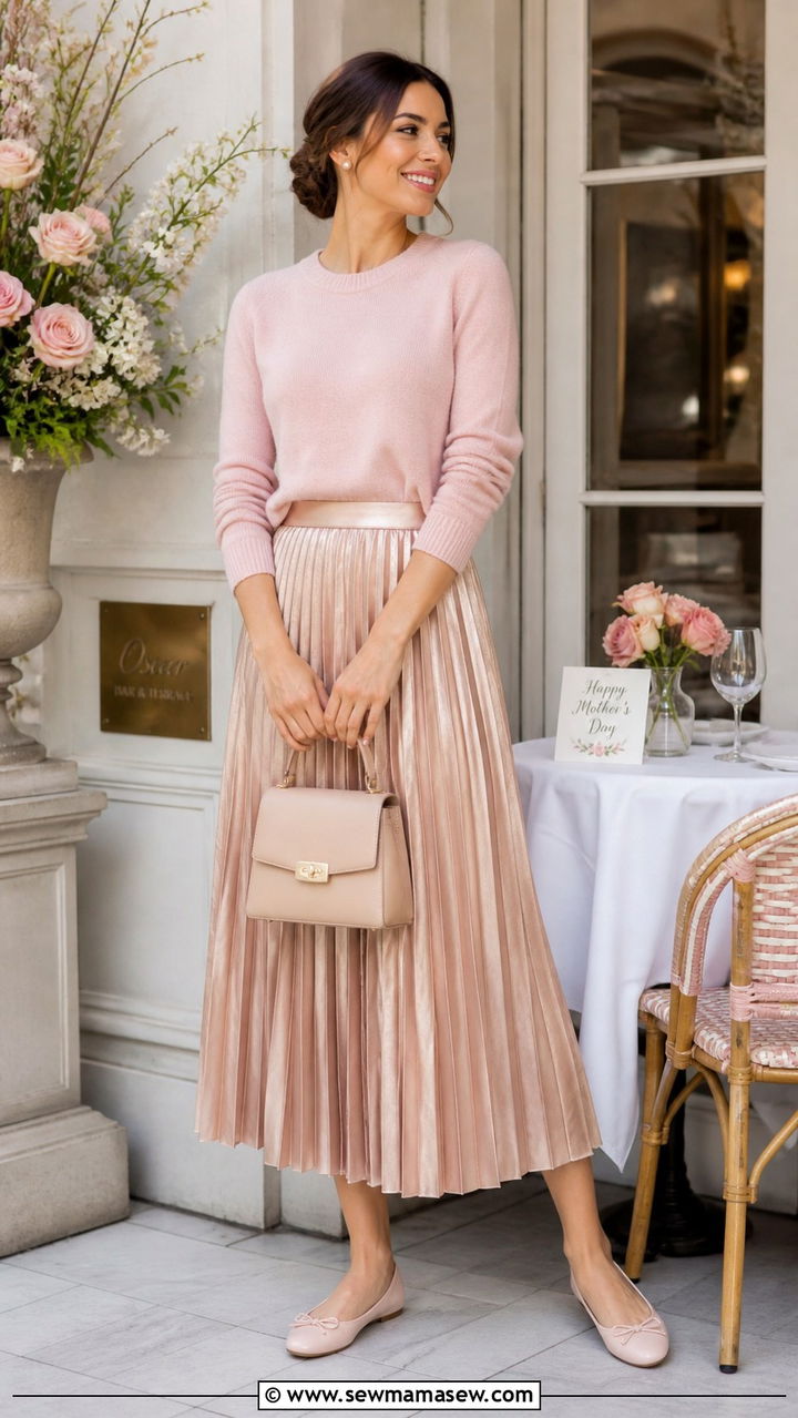Pleated Skirt And Cashmere Sweater Brunch Outfit - 40 Brunch outfits for women