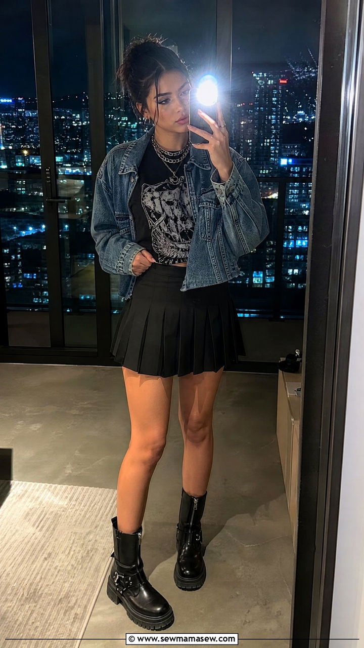 Pleated Skirt With Biker Boots Outfit Edgy - 30 Pleated skirt outfit ideas with boots