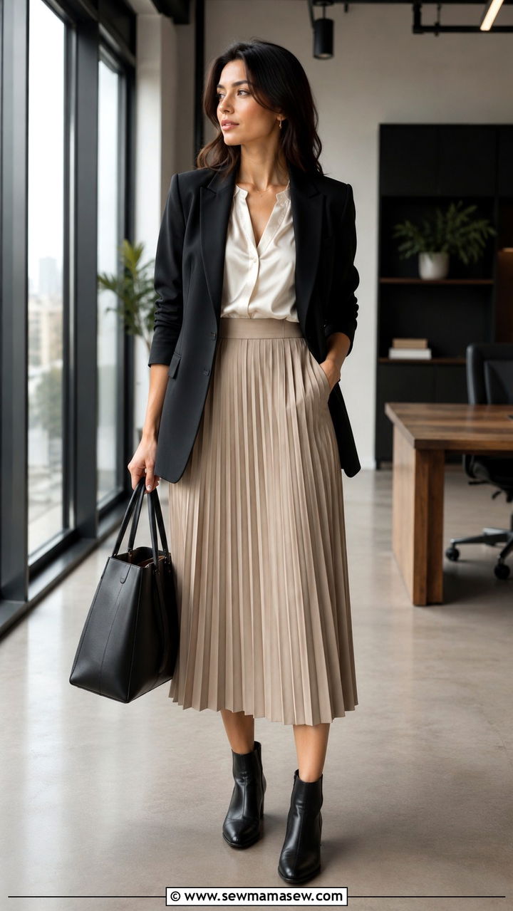 Pleated Skirt With Chelsea Boots Outfit Work - 30 Pleated skirt outfit ideas with boots