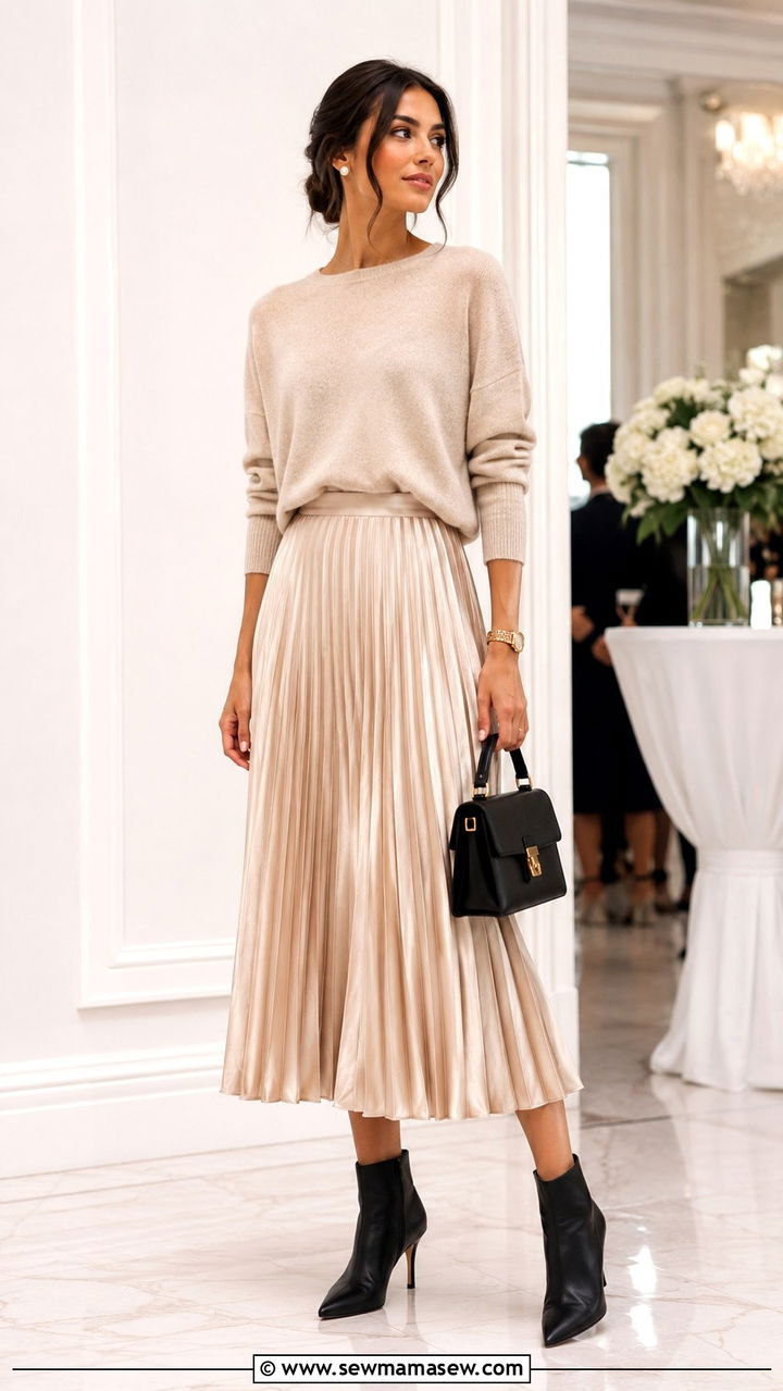 Pleated Skirt With Pointed Toe Boots Classy - 30 Pleated skirt outfit ideas with boots
