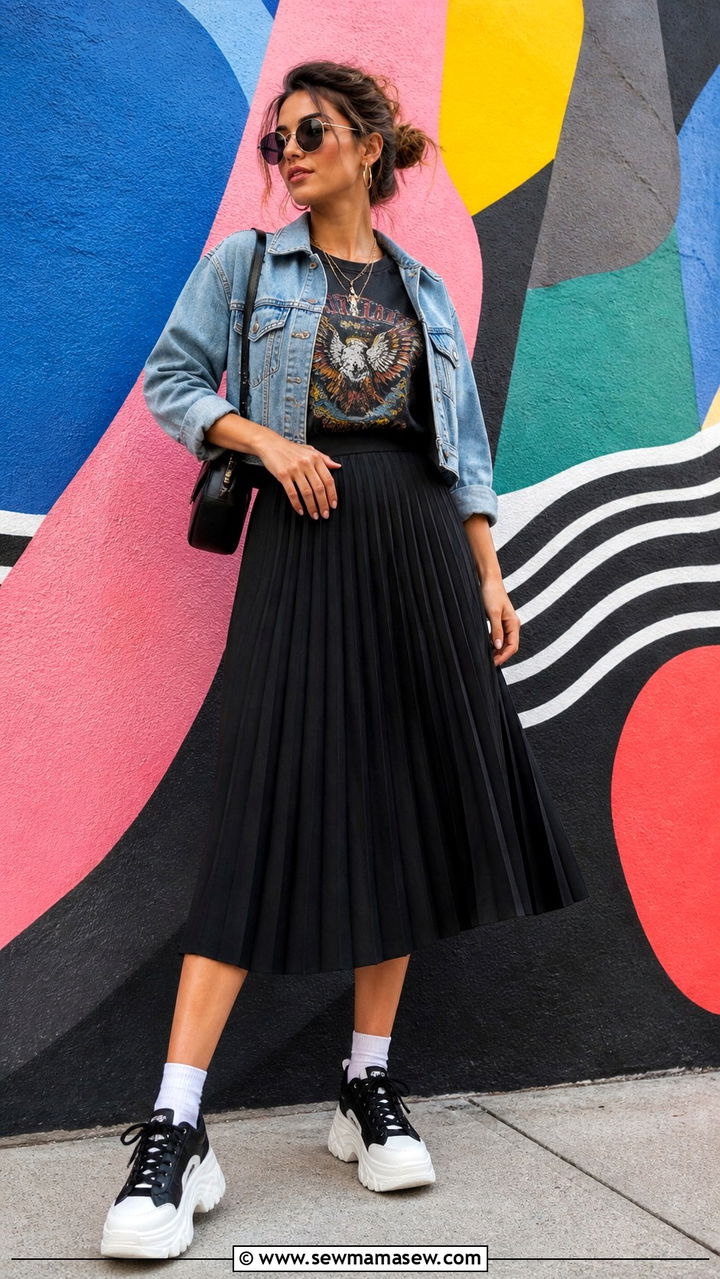 Pleated Skirt and Graphic Tee Casual Outfit - 40 casual outfits