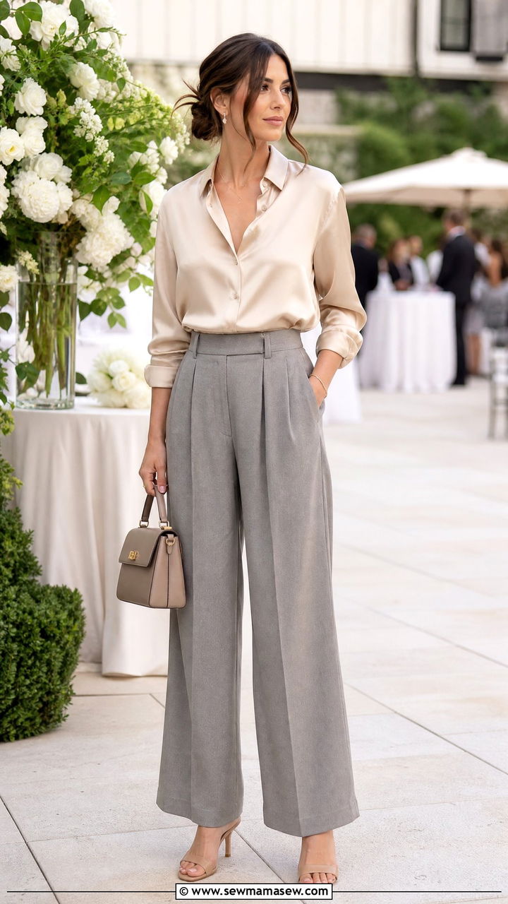 Pleated Trousers With Silk Blouse And Heeled Mules - 35 How to style trousers