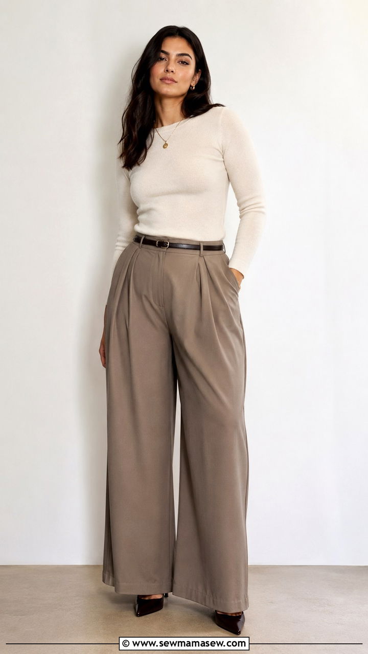 Pleated Wide Leg Trousers For Thick Calves - 25 Outfit ideas for thick calves