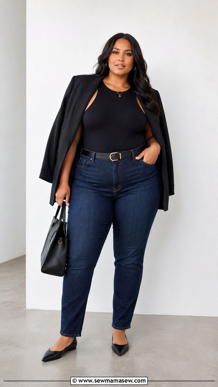Plus Size 28 High Waisted Jeans With Bodysuit - 25 Plus size outfit ideas size 28
