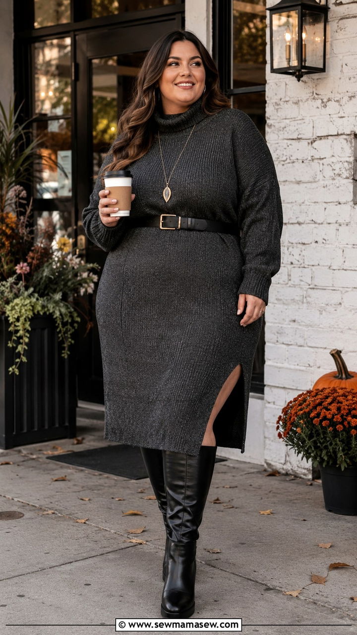 Plus Size 28 Sweater Dress With Knee High Boots - 25 Plus size outfit ideas size 28