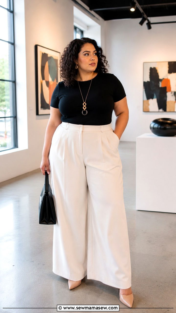 Plus Size 28 Wide Leg Pants With Fitted Top - 25 Plus size outfit ideas size 28