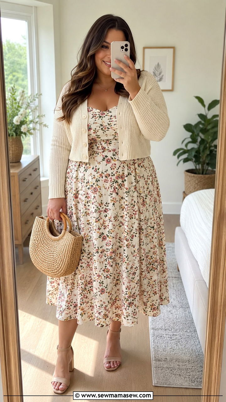 Plus Size A Line Dress With Cardigan Outfit - 25 Plus size capsule wardrobe 2026