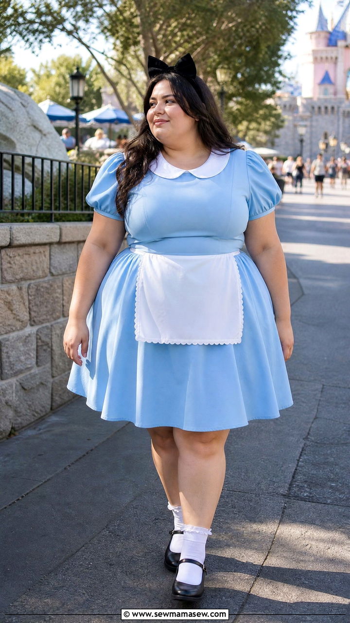 Plus Size Alice in Wonderland Blue Dress Outfit - 30 Plus size Disney outfit ideas