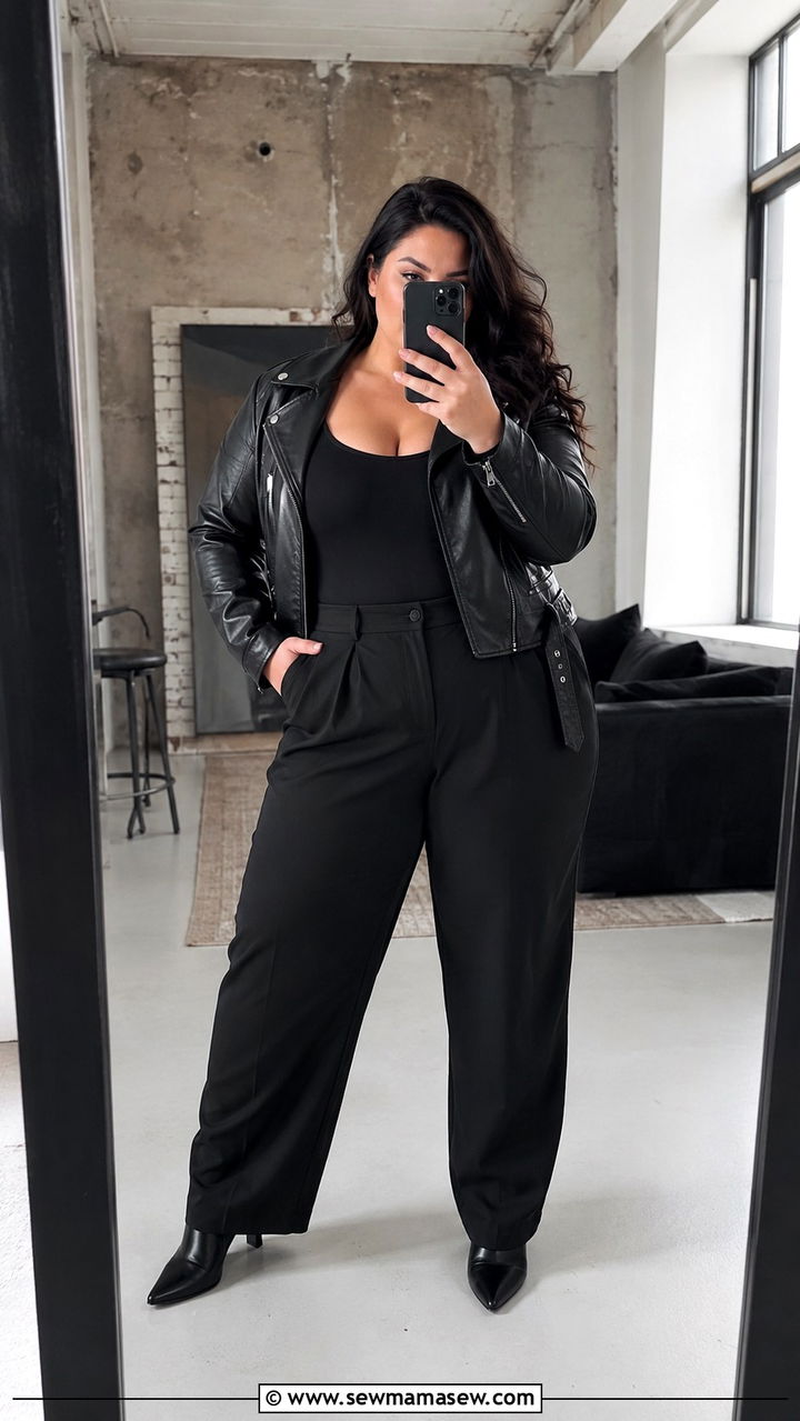 Plus Size All Black Monochrome Photoshoot Outfit - 30 Plus size photoshoot outfit ideas