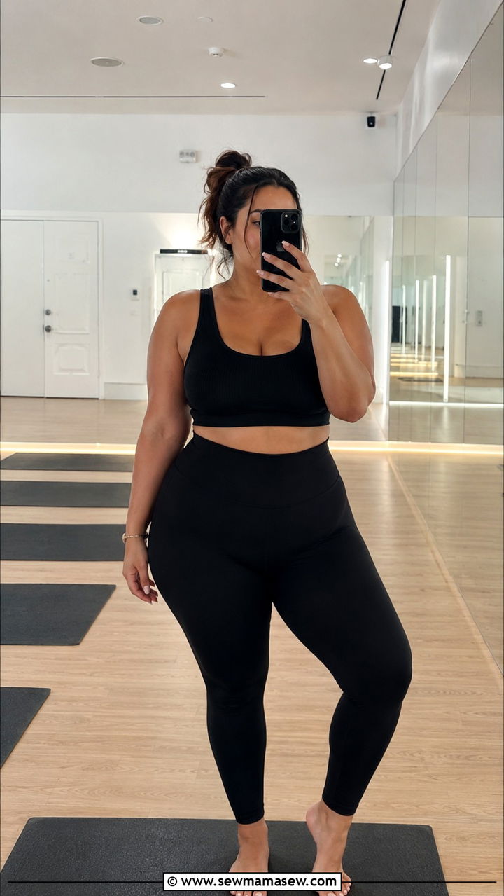 Plus Size All Black Monochrome Yoga Outfit - 25 Yoga outfit ideas plus size