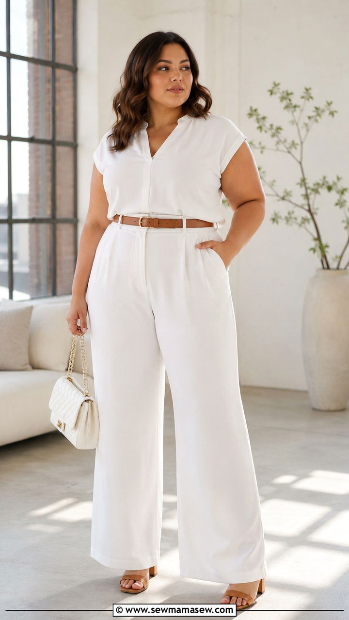 Plus Size All White Monochrome Summer Work Outfit - 30 Plus size work outfit ideas summer