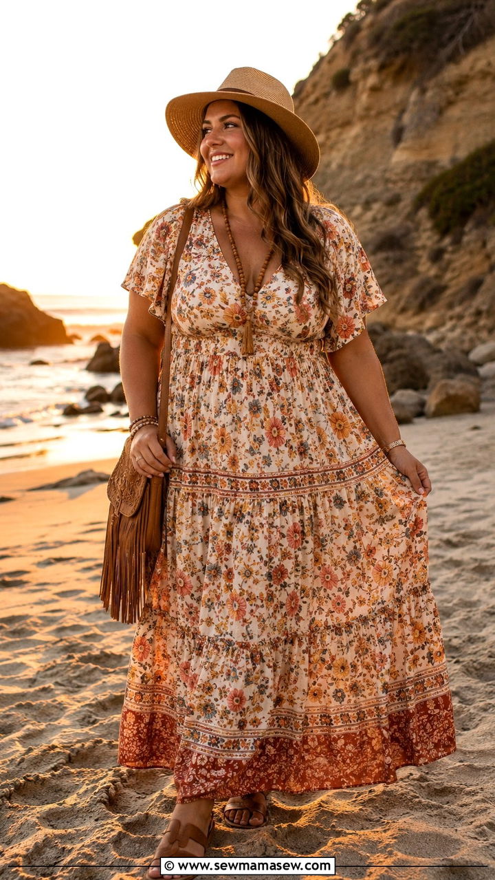 Plus Size Amazon Boho Tiered Maxi Dress With Straw Hat - 25 Plus size Amazon finds outfit ideas