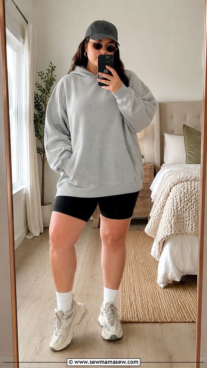 Plus Size Amazon Oversized Hoodie With Biker Shorts - 25 Plus size Amazon finds outfit ideas