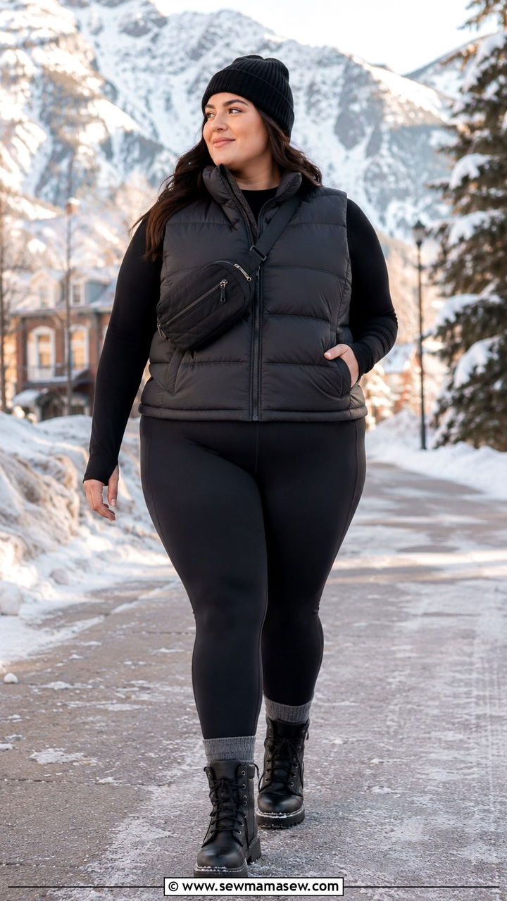 Plus Size Amazon Puffer Vest With Fleece Lined Leggings - 25 Plus size Amazon finds outfit ideas
