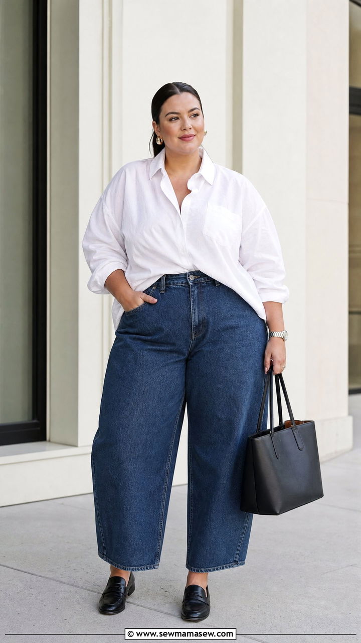 Plus Size Barrel Jeans And Shirt Size 26 - 25 Plus size outfit ideas size 26