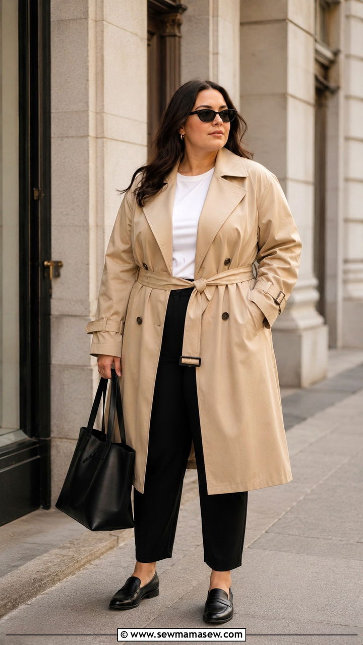 Plus Size Beige Trench Coat Outfit - 30 Minimalist outfits plus size
