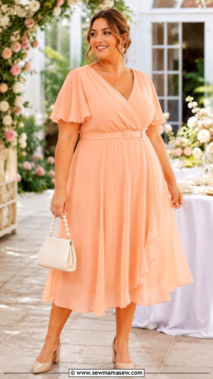Plus Size Belted Dress Summer Wedding Guest Outfit - 30 plus size summer wedding guest outfit ideas